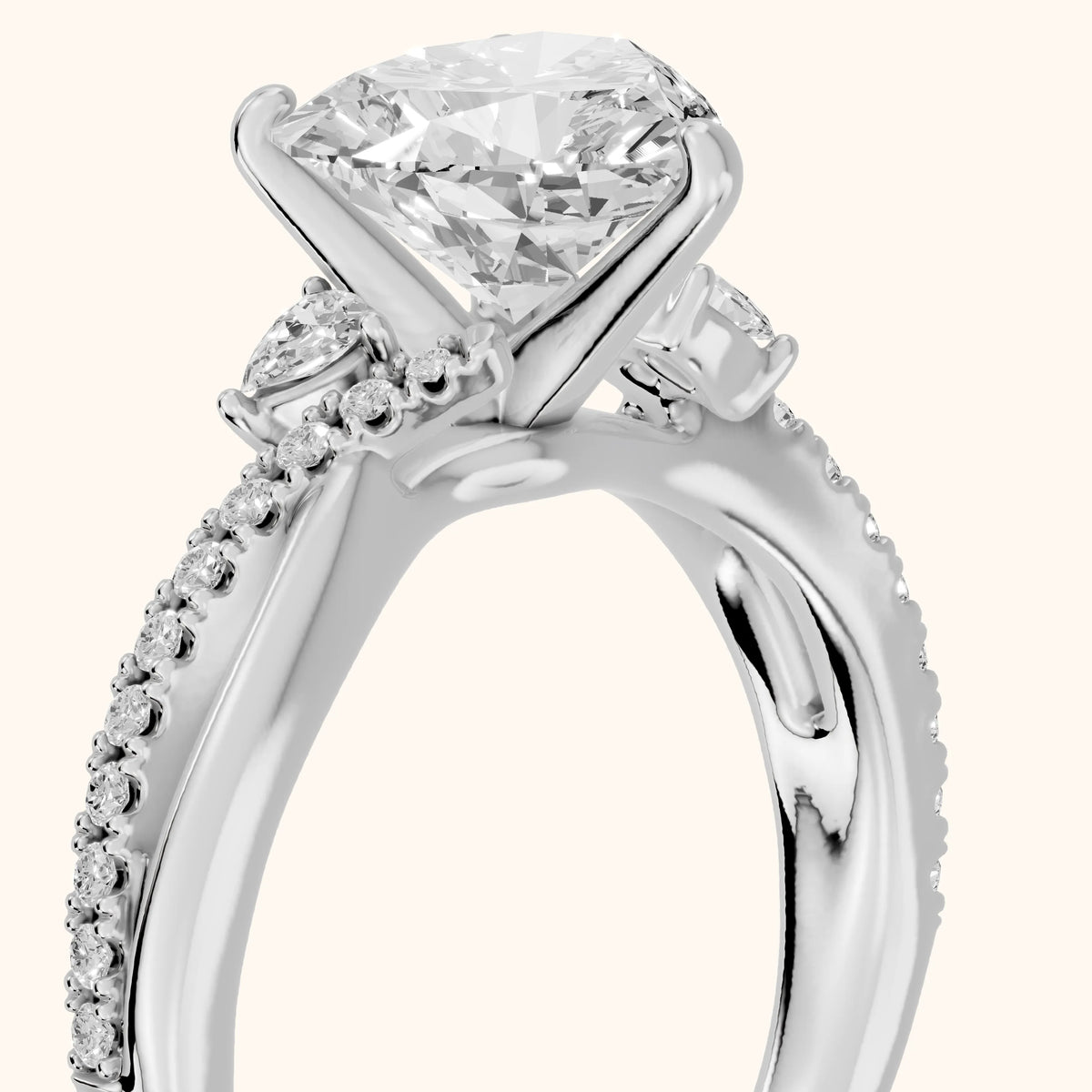 Reno Pear-Side Twist Heart Diamond Engagement Ring in White Gold - slant-view.webp