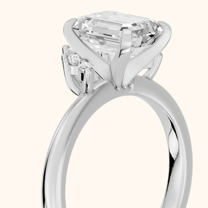 Fiorella Leaf Cluster Emerald Diamond Engagement Ring in White Gold - slant-view.webp