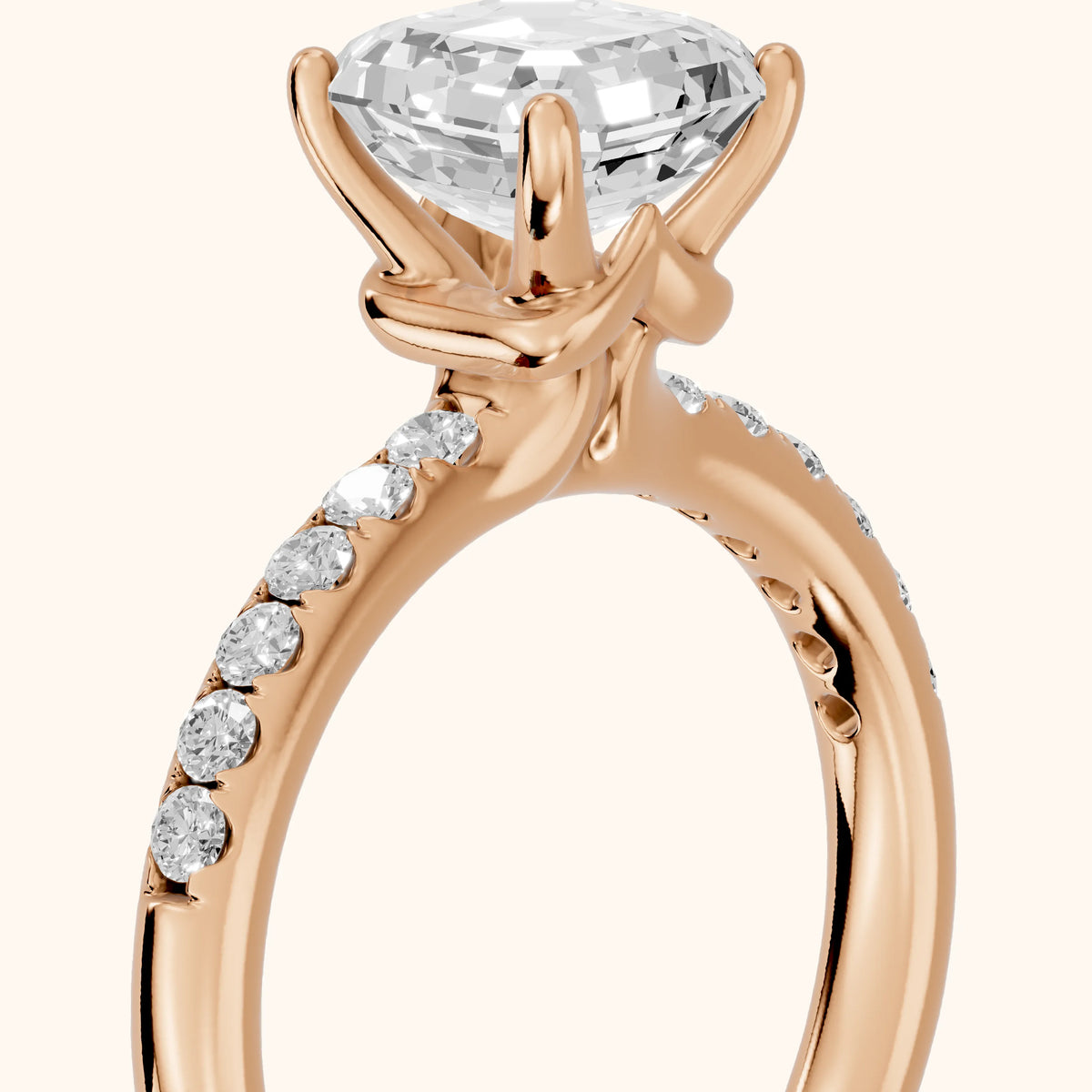 Brea Twist Pavé Asscher Diamond Engagement Ring in Rose Gold - slant-view.webp