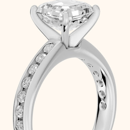 Avalon Channel Set Asscher Diamond Engagement Ring in Silver - slant-view.webp