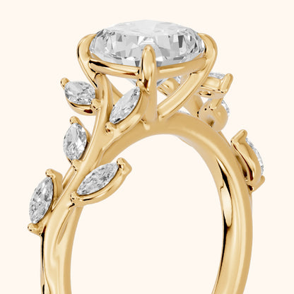 Andrea Vine Cushion Diamond Engagement Ring in Yellow Gold - slant-view.webp