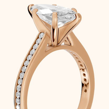 Carrie Cathedral Channel Set Marquise Diamond Engagement Ring in Rose Gold - slant-view.webp