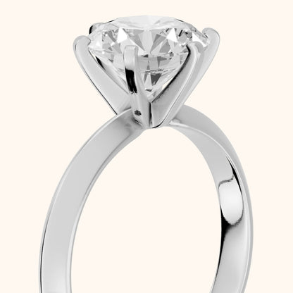Hailey Solitaire Knife Edge Round Diamond Engagement Ring in Silver - slant-view.webp