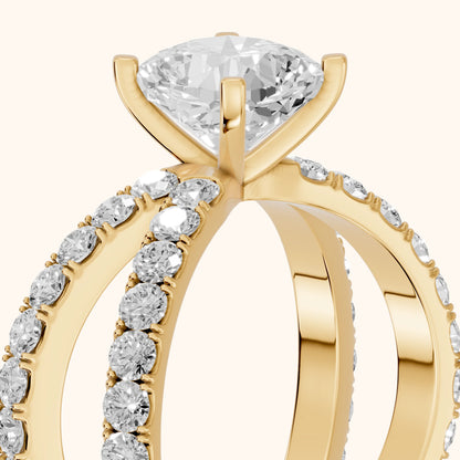 Lior Criss Cross Pavé Cushion Diamond Engagement Ring in Yellow Gold - slant-view.webp