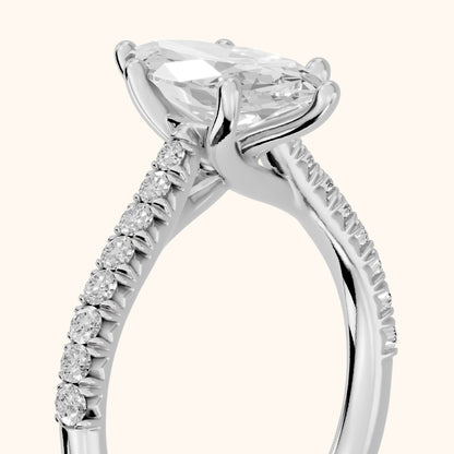 Sanne Trellis Pavé Marquise Diamond Engagement Ring in Silver - slant-view.webp