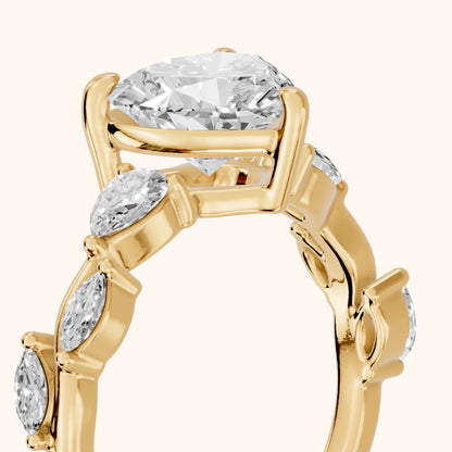 Marnie Vine Garland Heart Diamond Engagement Ring in Yellow Gold - slant-view.webp