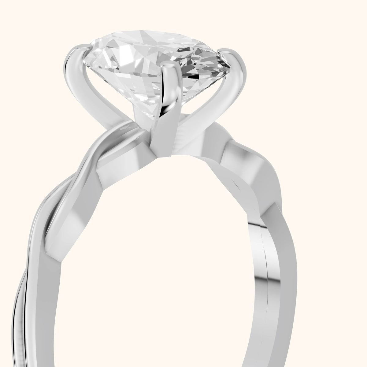 Iris Twist Oval Diamond Engagement Ring in Platinum - slant-view.webp
