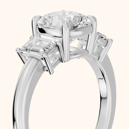 Zoe Three-Stone Cushion Diamond Ring in White Gold - slant-view.webp