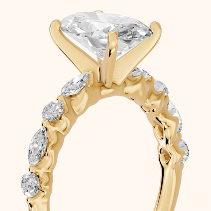 Lidia Leaf Garland Oval Diamond Engagement Ring in Yellow Gold - slant-view.webp