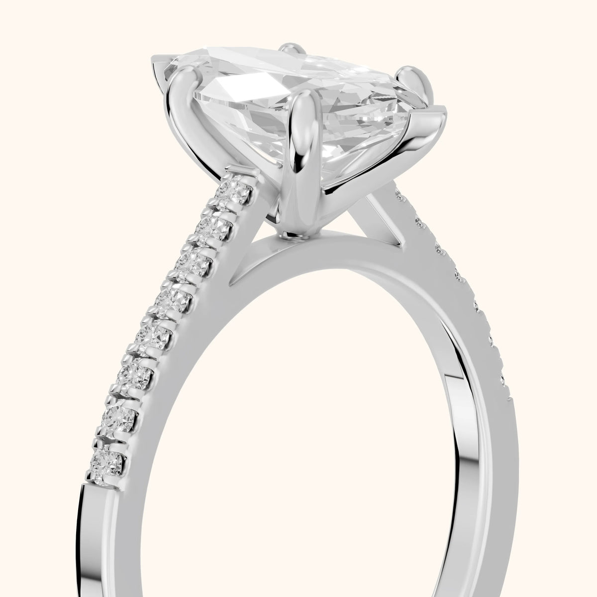Meg Pavé Marquise Diamond Engagement Ring in Silver - slant-view.webp