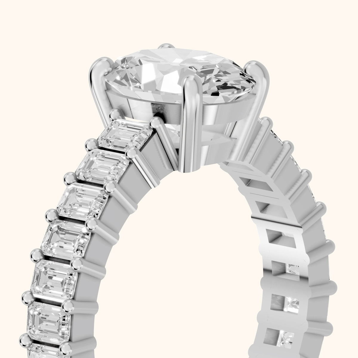 Mallory Shared Prong Oval Diamond Engagement Ring in White Gold - slant-view.webp