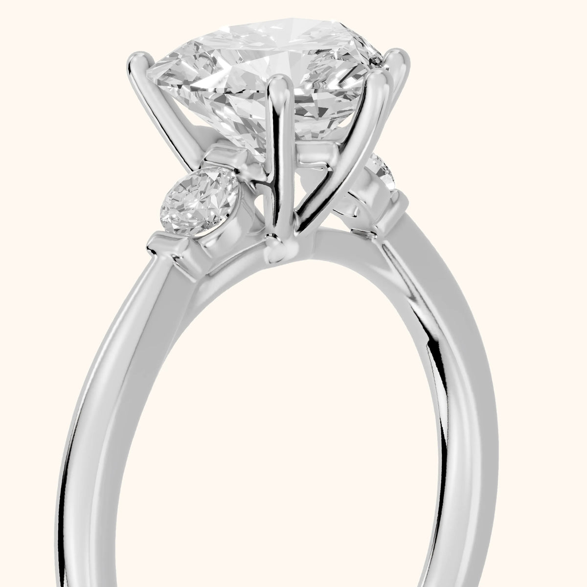 Micaela Three-Stone Heart Diamond Engagement Ring in White Gold - slant-view.webp