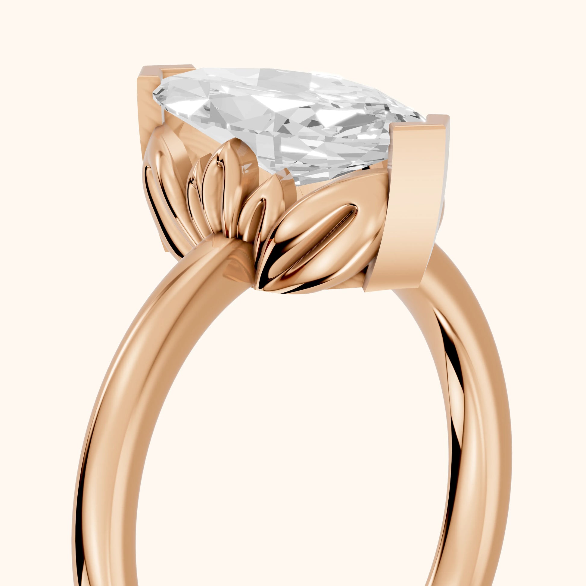 Marquise Cut Lab Grown Diamond Engagement Ring in Rose Gold