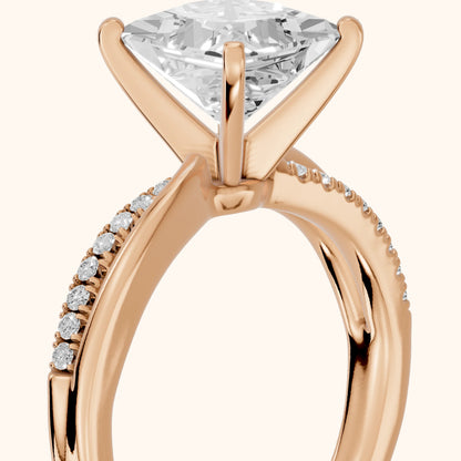 Alida Split Shank Pavé Princess Diamond Engagement Ring in Rose Gold - slant-view.webp