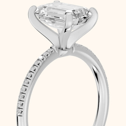 Mona Micropavé Emerald Diamond Engagement Ring in Silver - slant-view.webp