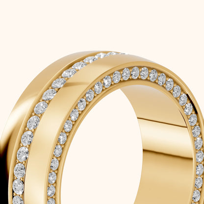 Kassia Micropavé Round Diamond Eternity Band in Yellow Gold - slant-view