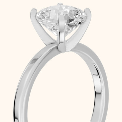 Liana Solitaire Claw Prong Cushion Diamond Engagement Ring in Silver - slant-view.webp