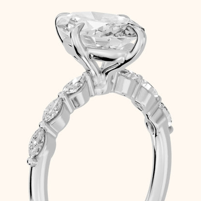 April Marquise-Side Oval Diamond Engagement Ring in White Gold - slant-view.webp