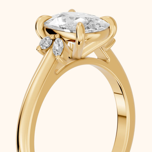 Hattie Leaf Cushion Diamond Engagement Ring in Yellow Gold - slant-view.webp