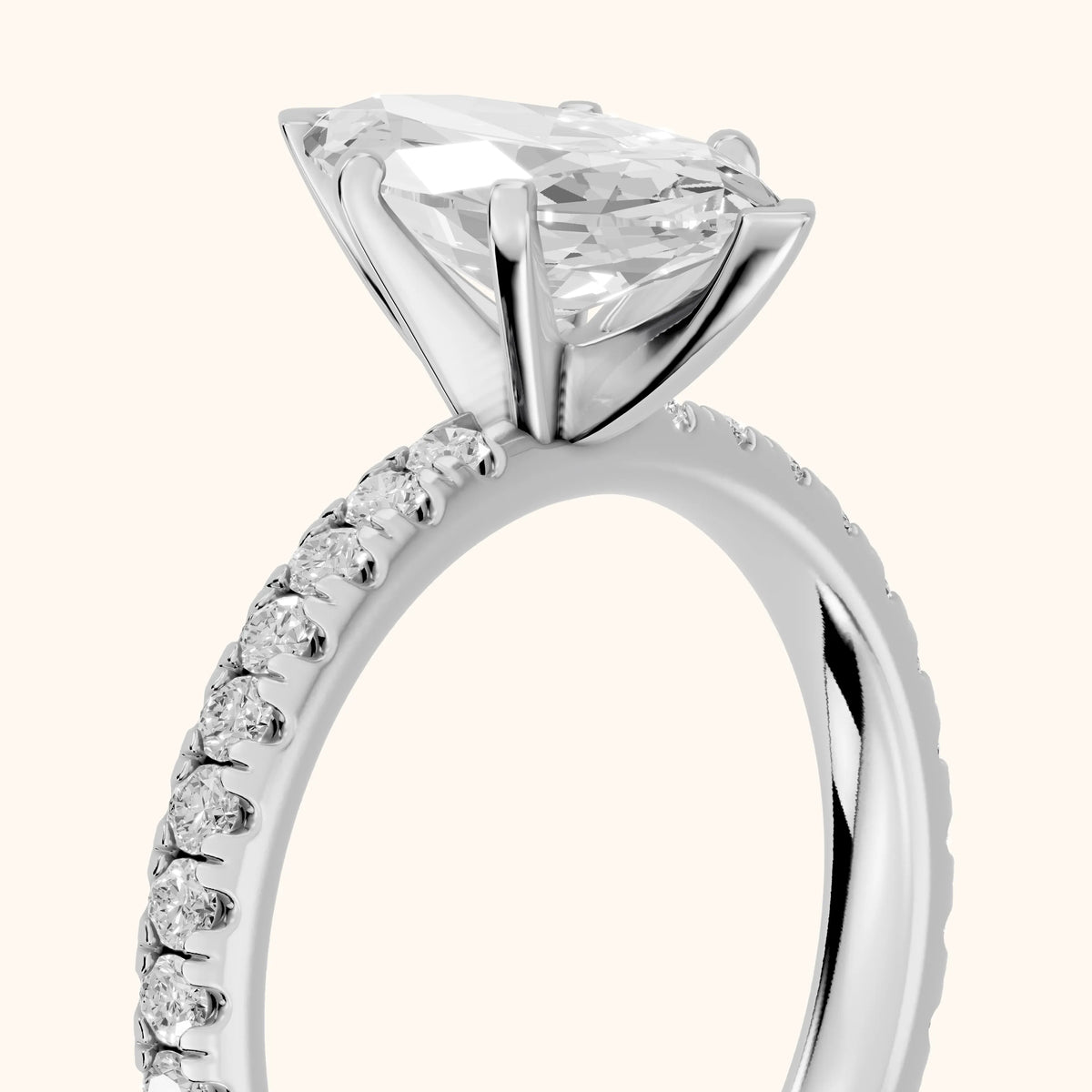 Raquel Scalloped Pavé Marquise Diamond Engagement Ring in Silver - slant-view.webp