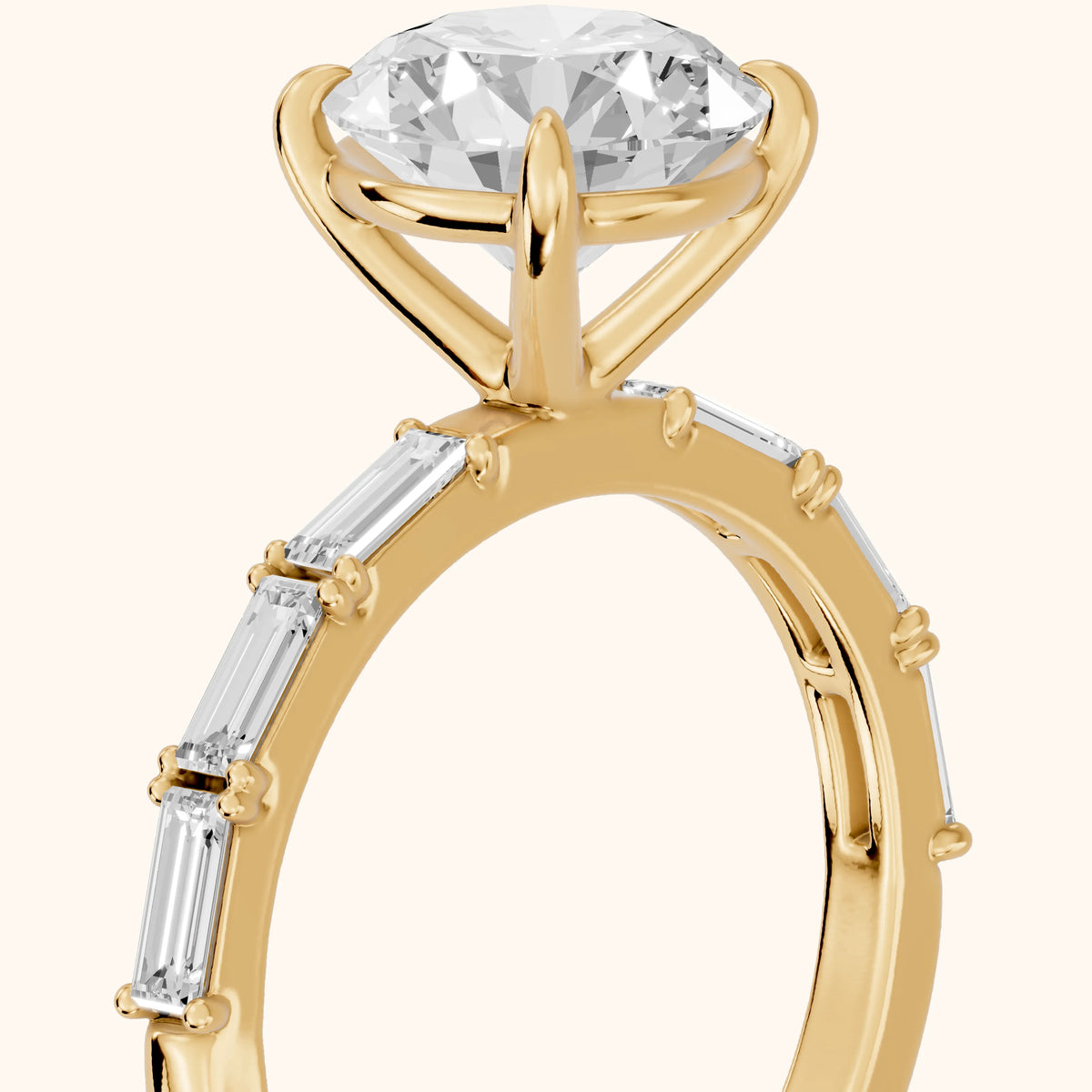 Ojai East-West Baguette Round Diamond Engagement Ring in Yellow Gold - slant-view.webp