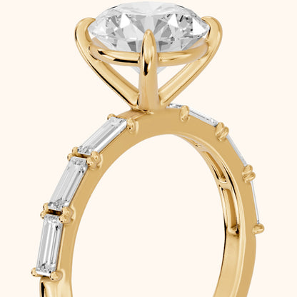 Ojai East-West Baguette Round Diamond Engagement Ring in Yellow Gold - slant-view.webp