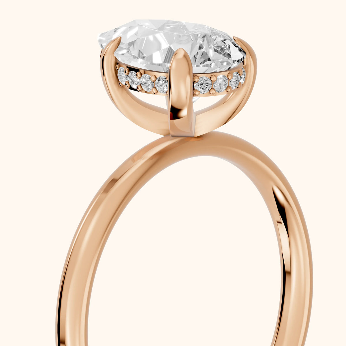Charlotte Charm Solitaire Pear Diamond Engagement Ring in Rose Gold - slant-view.webp