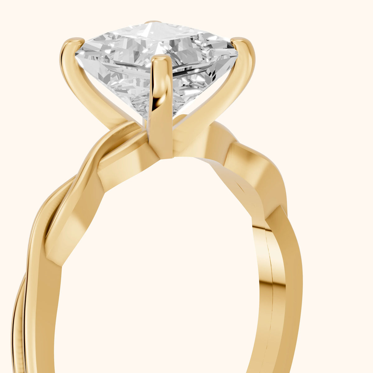Iris Twist Princess Diamond Engagement Ring in Yellow Gold - slant-view.webp