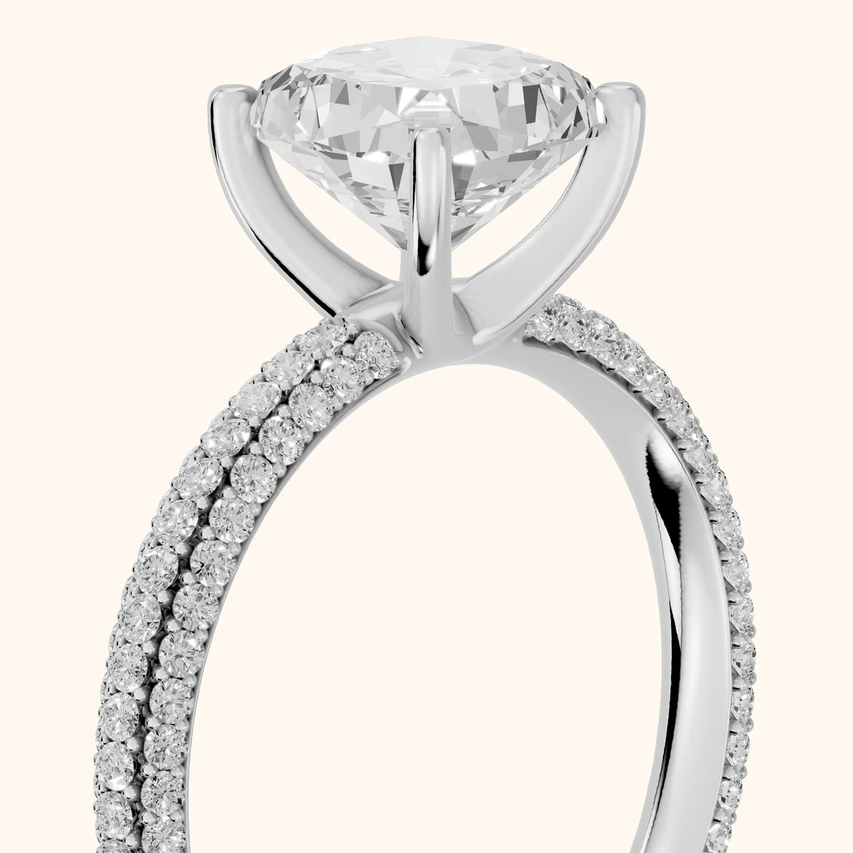 Thalia Micropavé Cushion Diamond Engagement Ring in Silver - slant-view.webp