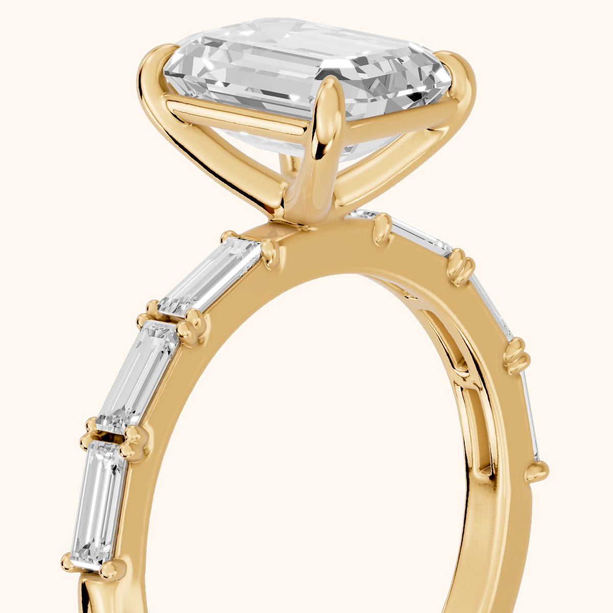 Ojai East-West Baguette Emerald Diamond Engagement Ring in Yellow Gold - slant-view.webp