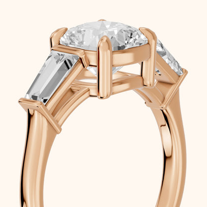Layla Tapered Baguette Cushion Diamond Ring in Rose Gold - slant-view.webp
