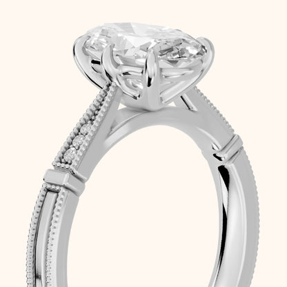 Jovanna Vintage Cathedral Oval Diamond Engagement Ring in Silver - slant-view.webp
