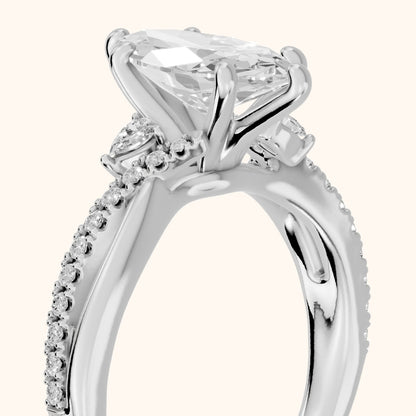 Reno Pear-Side Twist Marquise Diamond Engagement Ring in Silver - slant-view.webp
