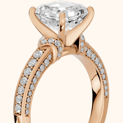 Anabelle Statement Pavé Asscher Diamond Engagement Ring in Rose Gold - slant-view.webp