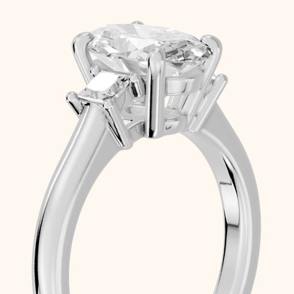 Brenna Three-Stone Oval Diamond Engagement Ring in Silver - slant-view.webp