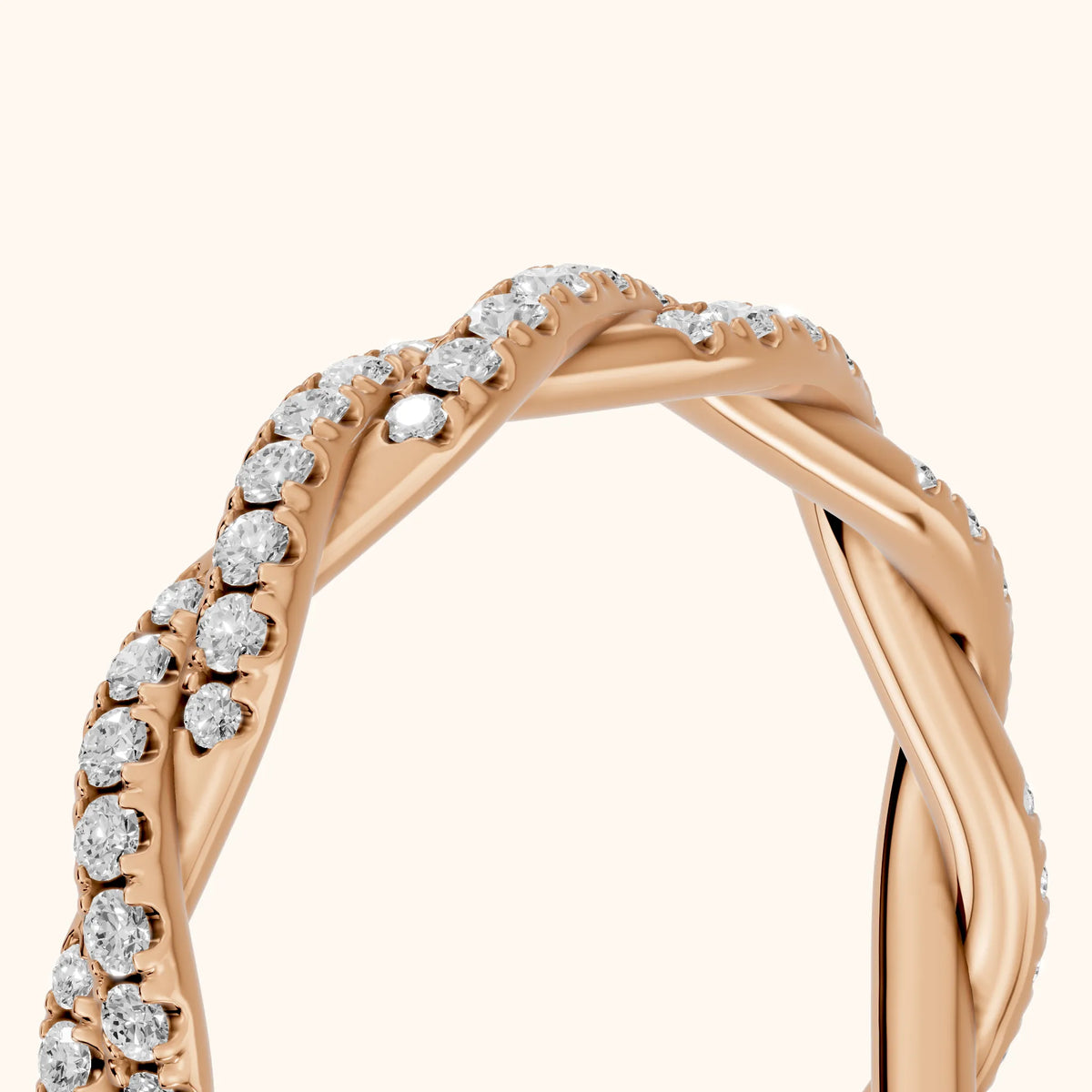 Everly Micropavé Twist Round Diamond Eternity Band in Rose Gold - slant-view