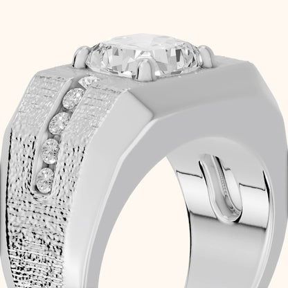 Ames Engraved Channel Set Cushion Diamond Engagement Ring in Platinum - slant-view.webp