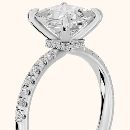 Maya Hidden Halo Pavé Princess Diamond Engagement Ring in Platinum - slant-view.webp