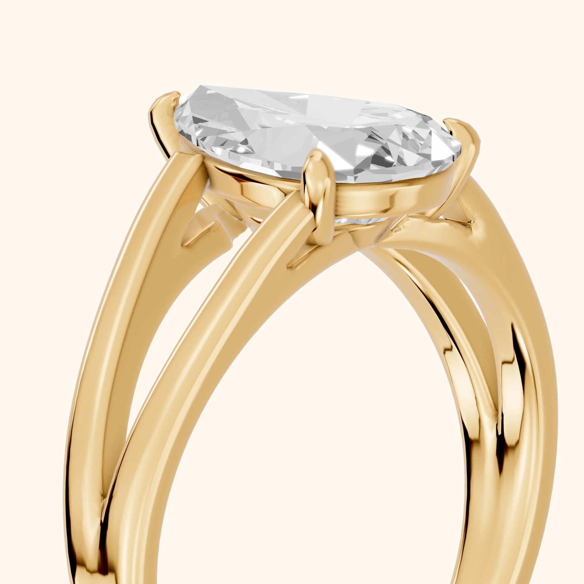 Giselle Solitaire Split Shank Pear Diamond Engagement Ring in Yellow Gold - slant-view.webp