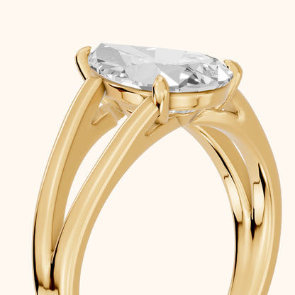 Giselle Solitaire Split Shank Pear Diamond Engagement Ring in Yellow Gold - slant-view.webp