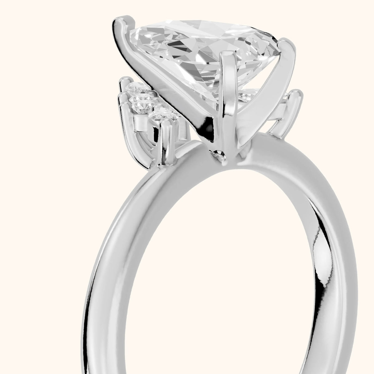 Fiorella Leaf Cluster Pear Diamond Engagement Ring in White Gold - slant-view.webp