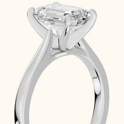 Cicely Solitaire Cathedral Emerald Diamond Engagement Ring in Platinum - slant-view.webp