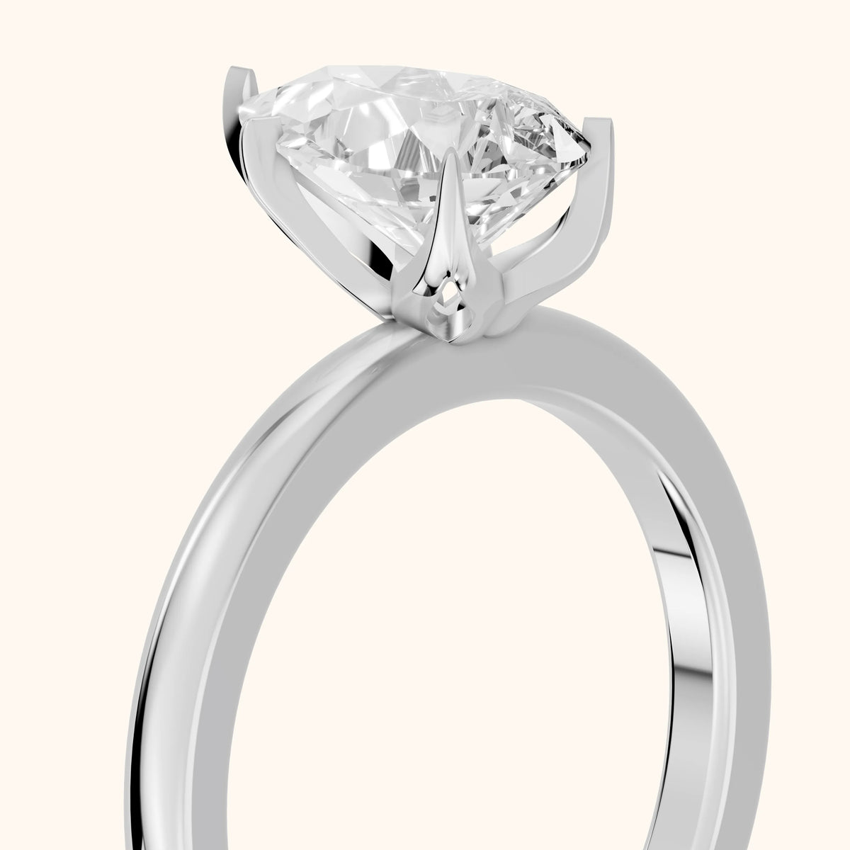 Serena Blossom Solitaire Pear Diamond Engagement Ring in Silver - slant-view.webp