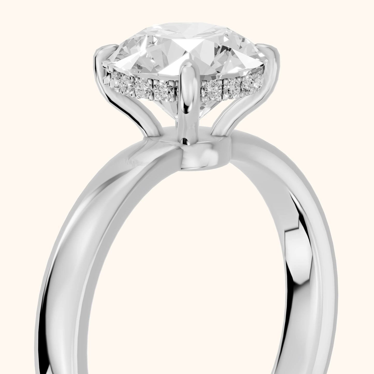 Lara Hidden Halo Round Diamond Engagement Ring in Silver - slant-view.webp