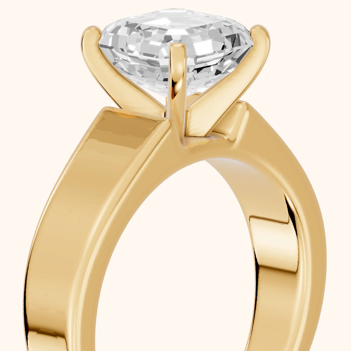 Susannah Wide Band Solitaire Asscher Diamond Engagement Ring in Yellow Gold - slant-view.webp