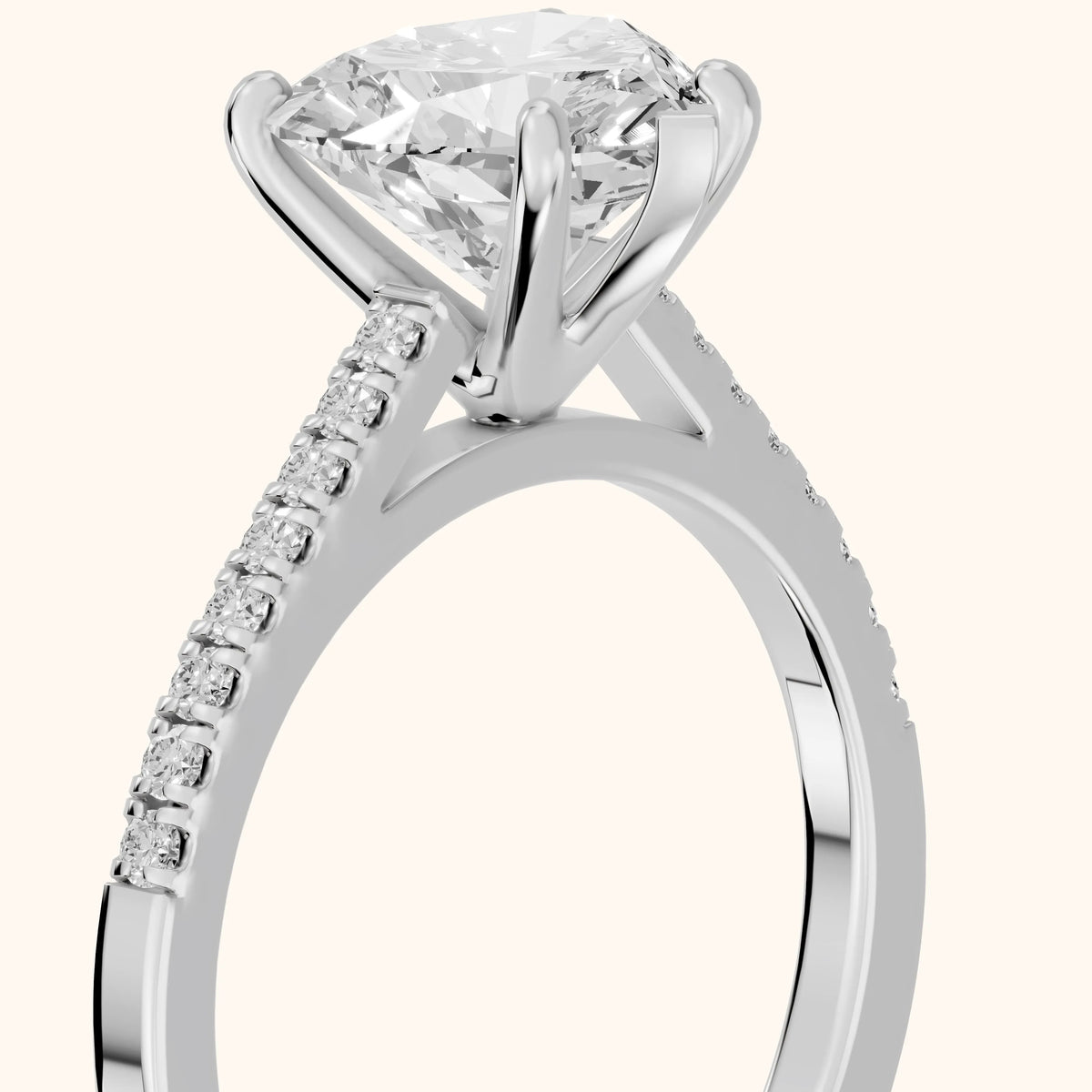 Meg Pavé Heart Diamond Engagement Ring in Silver - slant-view.webp