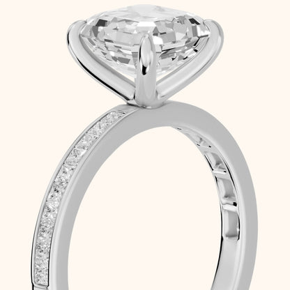 Freja Channel Set Asscher Diamond Engagement Ring in Platinum - slant-view.webp