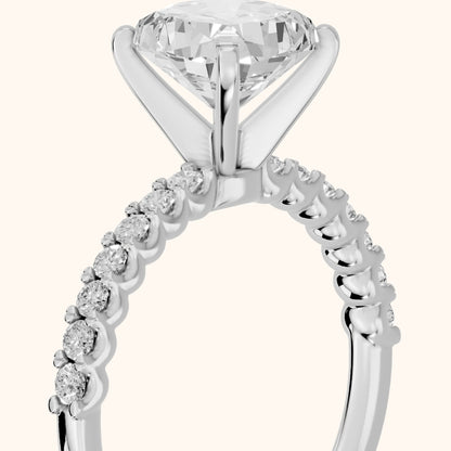 Leandra Scalloped Pavé Cushion Diamond Engagement Ring in Silver - slant-view.webp