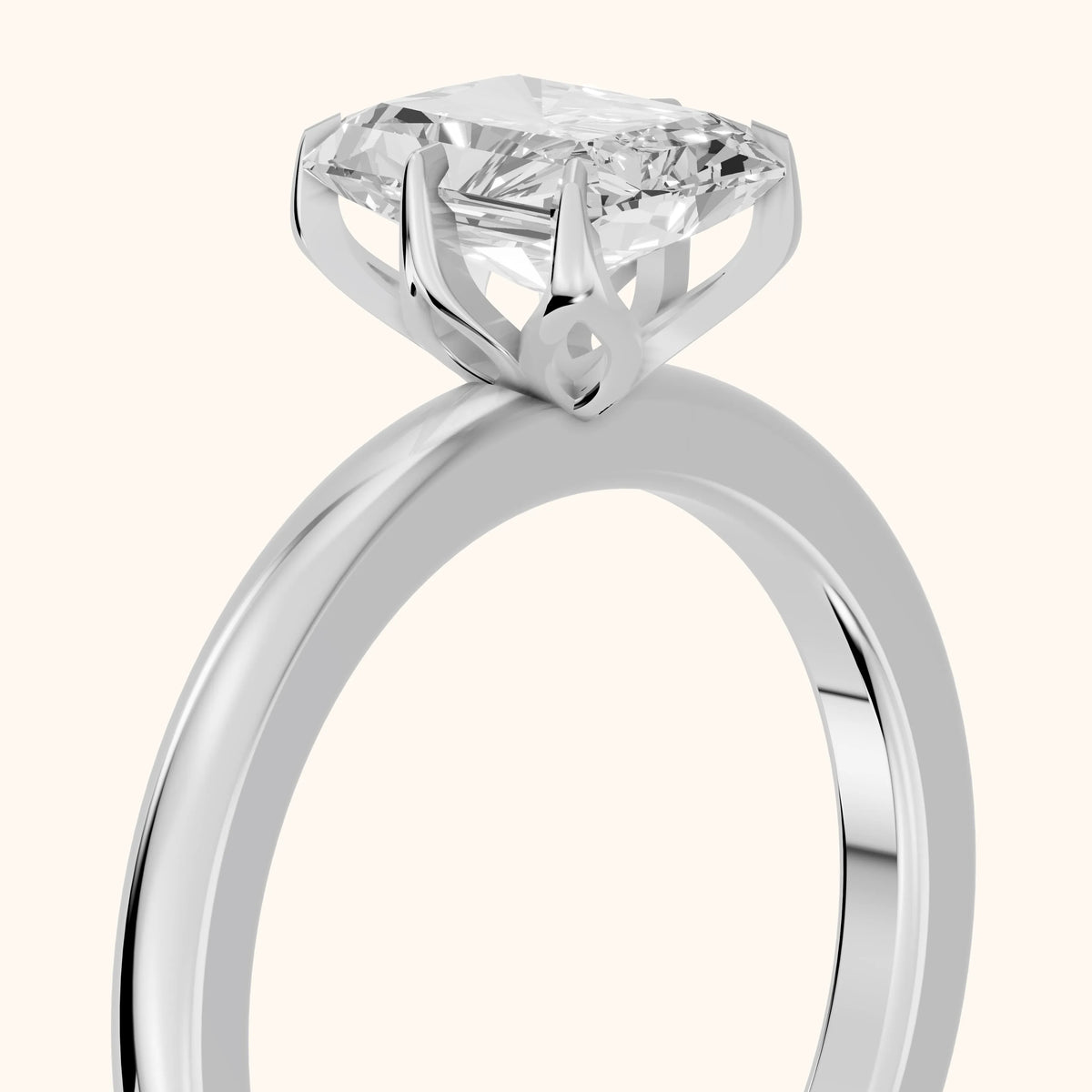 Serena Blossom Solitaire Radiant Diamond Engagement Ring in Platinum - slant-view.webp