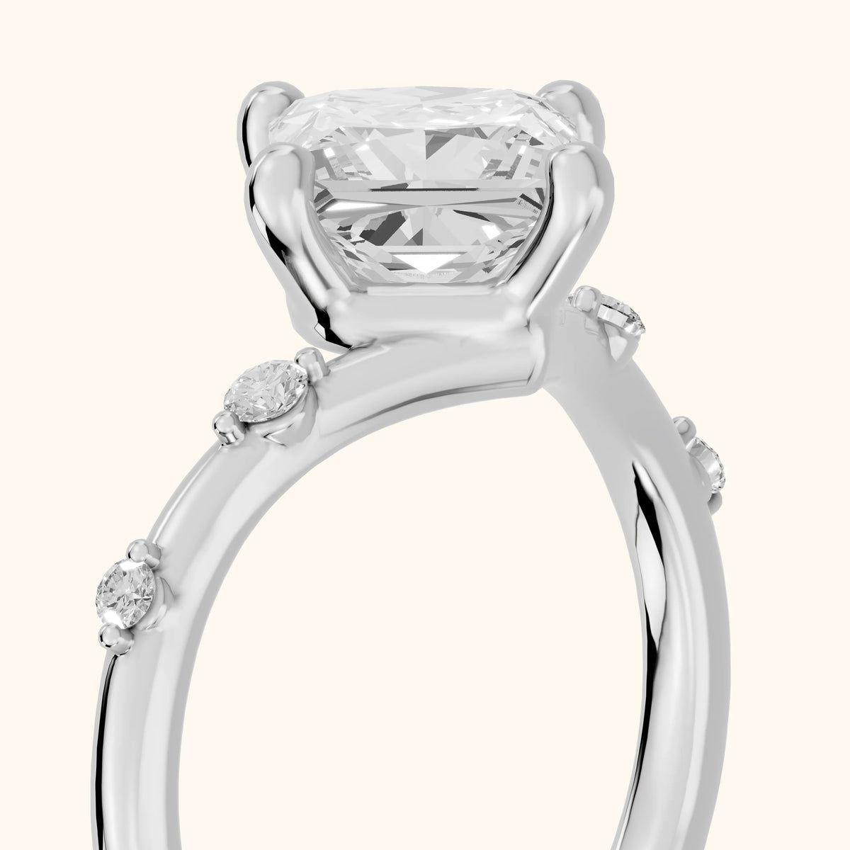 Klara Chevron Princess Diamond Engagement Ring in Silver - slant-view.webp